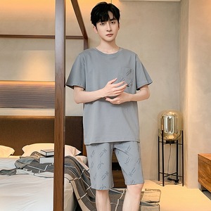 Nuovi <span class=keywords><strong>pantaloncini</strong></span> estivi a maniche corte per la casa per il tempo libero pigiami da <span class=keywords><strong>uomo</strong></span> in puro <span class=keywords><strong>cotone</strong></span> - Product Image 4