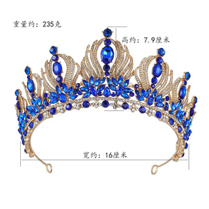 Couronne de mariée en cristal baroque, diadème de princesse, couronne de reine, alliage, coiffure de mariée, <span class=keywords><strong>strass</strong></span>, couronne de concours, diadèmes - Product Image 4