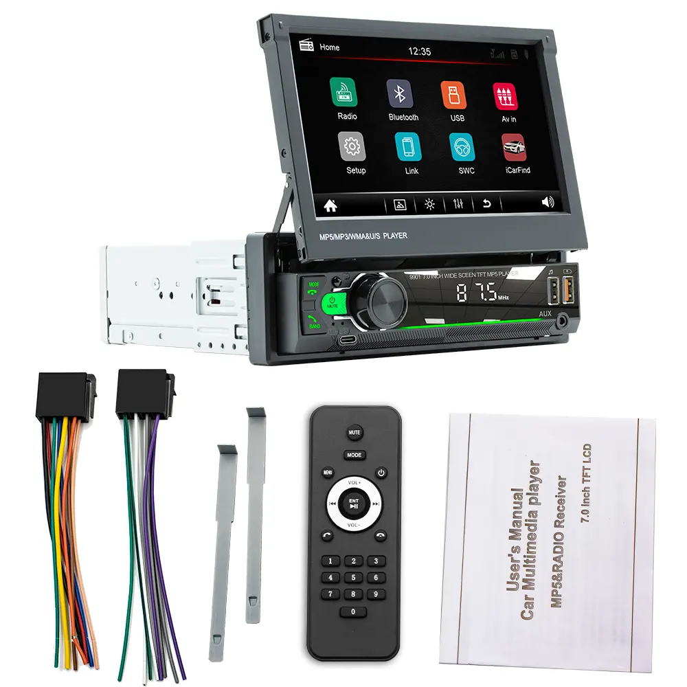 7 polegadas 1Din tela retrátil elétrica rádio Android Wifi Autoradio Car Radio Touch Screen GPS Wifi Autoradio GPS Car DVD