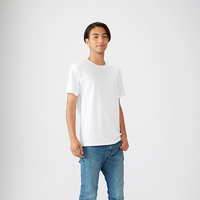 Venta al por mayor 210g 100% algodón Slim Fit camiseta en blanco impresión personalizada cuello redondo manga corta gimnasio liso camiseta Unisex