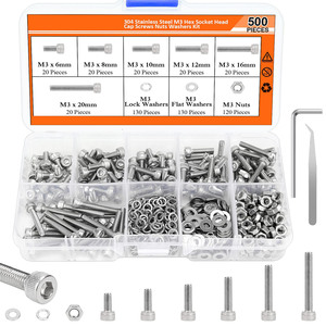 Kit de vis à tête hexagonale à six pans creux plat à tête hexagonale capuchon vis plus longues vis hexagonales écrous Kits d'assortiment kit assorti de fixation - Product Image 3