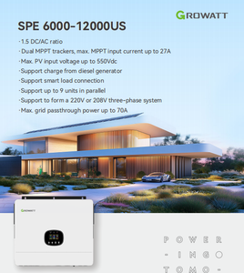 Inversor Solar Híbrido Growatt de Fase Dividida 120/240V 8KW SPE 8000 US, Compatible con Batería de Litio de 48V/51.2V - Product Image 6