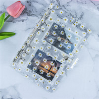 Protège-cahier A5 A6 A7 transparent avec anneaux de 20 mm, album photo, coque de carnet mignonne, motif marguerite, dossier de planification en PVC pour recharge de notes