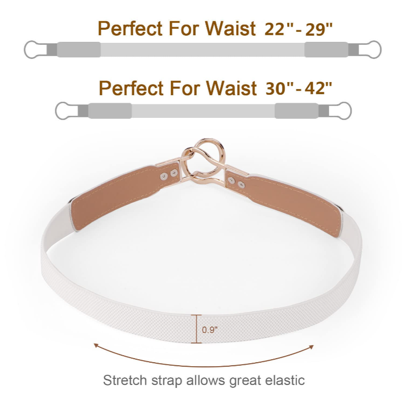 Skinny Elastic Metal Stretch Belt Adjustable Waist Sizes 25.5-33 Inches LEACOOLKEY Women Metal Skinny Belt for Dress Gold Elastic  main image 3