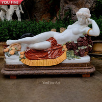 Statue érotique en marbre blanc grandeur nature pour jardin extérieur avec Sculpture léopard