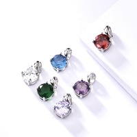 GP64 Pendentif classique de luxe en argent sterling 925 avec pierre de naissance magique d'été et zircons cubiques, breloque pour femme, bijoux raffinés