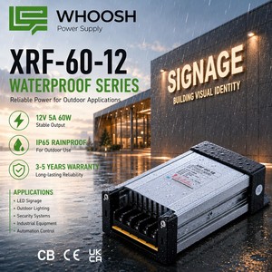 <span class=keywords><strong>Alimentation</strong></span> LED étanche 12V 5A 60W IP62, transformateur adaptateur AC/DC pour bande LED extérieure, signalétique et éclairage paysager - Product Image 1