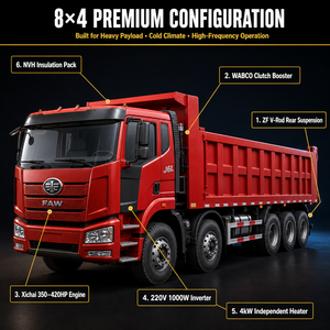 รถบรรทุกดัมพ์ FAW J6L 8x4 390 แรงม้า ยูโร 2 สำหรับงานหนัก ขับเคลื่อนซ้าย 12 ล้อ สำหรับงานเหมือง ก่อสร้าง และขนส่ง - Product Image 4