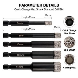 SHDIATOOL 6/8/10/12/14mm a forma rapida con stelo sega a punta di diamante brasata sottovuoto <span class=keywords><strong>per</strong></span> <span class=keywords><strong>piastrelle</strong></span> in marmo di porcellana ceramica - Product Image 3