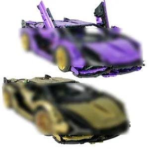 Teknik 3955 buah emas gelap dilapisi ungu terkenal Sian FKP 37 mobil olahraga Model 42115 DIY perakitan bata bangunan Blok Set