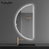 Miroir de salle de bain intelligent avec haut-parleur Bluetooth, éclairage rétroéclairé/frontal, 5 mm HD, indice de protection IP44, pour hôtel Half Moon Art Display