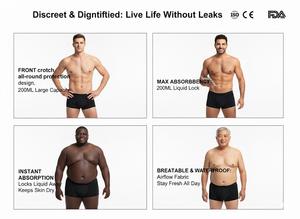 سراويل داخلية ماصة للرجال من هايجيا، سعة 200 مل، مانعة للتسرب وقابلة للغسل وصديقة للبيئة، مناسبة للتدفق الثقيل، مصنوعة من الخيزران - Product Image 3