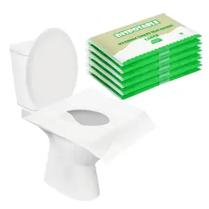 Housses de siège de toilette en papier biodégradables, 200 pièces, papier vierge jetable, distributeur pour protection
