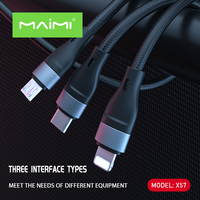 Kabel Data Pengisian Daya Super Maimi X57 Fishtail Nylon Braided 5A - Kabel Data Ponsel Micro USB Standar Micro PVC Tembaga Murni