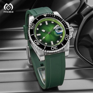 Montre-bracelet avec logo personnalisé, montres de plongée vertes avec calendrier, montre verte luminescente en saphir, montre automatique pour homme - Product Image 2