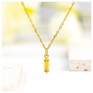 Collier en acier inoxydable plaqué or 18 carats sans ternissement pendentif en zircone colorée bijoux en pierre à la mode pour le mariage des femmes - Product Image 3