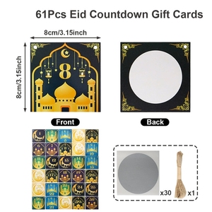 Ensemble complet <span class=keywords><strong>de</strong></span> 61 pièces <span class=keywords><strong>pour</strong></span> le compte à rebours <span class=keywords><strong>de</strong></span> l'Aïd avec cartes à gratter aux couleurs et motifs variés <span class=keywords><strong>pour</strong></span> la célébration du Ramadan en famille - Product Image 6