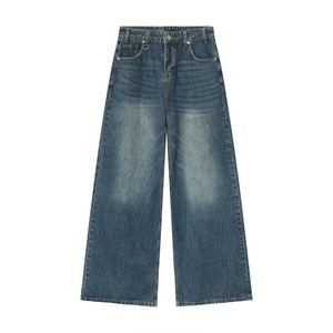 Jean baggy classique pour homme, délavé, avec rivets, taille mi-haute, 5 poches, coupe oversize, en denim, collection printemps, vente en gros - Product Image 6