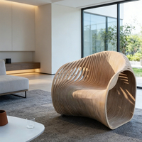 Chaise Paramétrique en Bois Massif, Chaise d'Attente pour Hôtel, Mobilier Paramétrique, Chaise en Bois Paramétrique