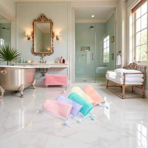 Bolsa de malla exfoliante Kami con cordón para limpieza corporal y facial - Product Image 6