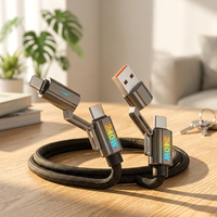 Câble USB-C vers USB-C haute vitesse 240W, cordon de charge multi-usage 4 en 1, câble tressé en nylon de type C pour iPhone et autres téléphones mobiles