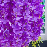 Bunga Wisteria Sutra Buatan Modern Buatan Tangan Grosir, Untaian Bunga Gantung Tahan Lama untuk Pernikahan Indoor/Outdoor