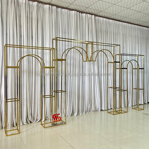 Arche de toile de fond en acier inoxydable avec cadre métallique doré de haute qualité, très vendue, pour décorations de mariage LEDA - Product Image 2