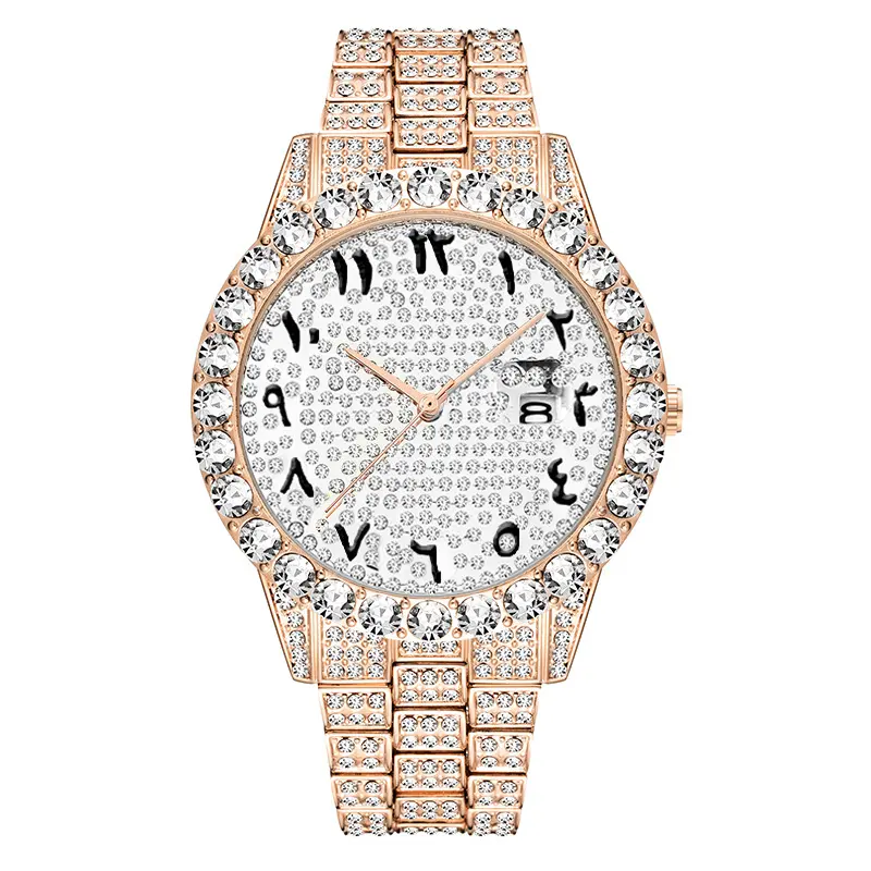 Miss fox — montre-bracelet étanche à diamants pour hommes, grande taille, cadran arabe, style diamant, 2643