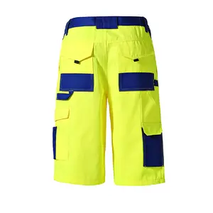 Pantalones cortos de entrenamiento para hombre con rayas reflectantes fluorescentes, uniforme de trabajo OEM de fábrica
