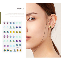 Autocollants pour boucles d'oreilles et ongles, motif nuage, éclair, arc-en-ciel, sans perçage, auto-adhésifs, chaîne de perles, pour usage quotidien
