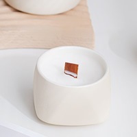 Ventes en gros de pots à bougies en céramique à mèche en bois, marque privée, blanc mat, noir, différentes capacités, pots à bougies vides