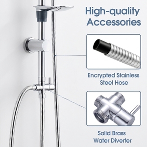 Ensemble de douche combiné <span class=keywords><strong>à</strong></span> faible coût pour fabricant en gros avec pommeau de douche pluie et douchette <span class=keywords><strong>à</strong></span> main, système de douche pour salle de bain et <span class=keywords><strong>appartement</strong></span> - Product Image 4