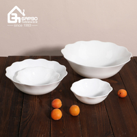 Magnetronbestendige witte opaalglazen schaal 8 inch groothandel groente fruit soep schaal gehard 980ml witte opaalglazen schaal