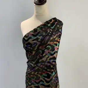 Модный цветочный дизайн, разноцветная металлическая жаккардовая парча с принтом, 20% металлик, 80% вискоза, ткань для женского платья