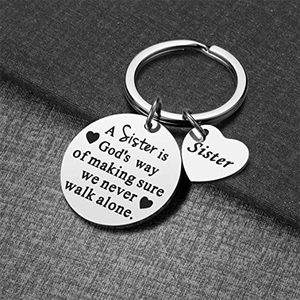 LLavero de joyería para cumpleaños y Navidad, colgante para hermana A hermana, es la forma de Dios de estar seguro de que nunca caminamos sola - Product Image 3