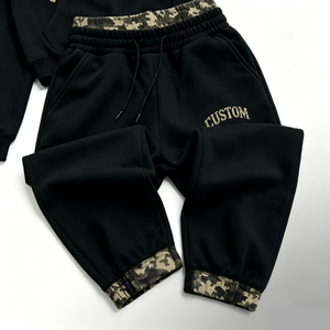 100% Cotton Vintage Mens <b>Tracksuit</b> Custom Letter Applique Logo Hoodie and Flare Sweatpants Two Piece Set Street Fashion Outfit - Product Image 2