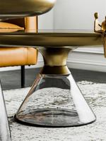 Ensemble table basse de salon moderne et luxueux en verre trempé doré avec marbre noir et acier Table d'appoint au design élégant