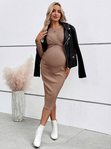 King Mcgreen Star Robe pour femmes enceintes, robe <span class=keywords><strong>enceinte</strong></span> à manches longues transfrontalière, élégante jupe tricotée automne et hiver - Product Image 5
