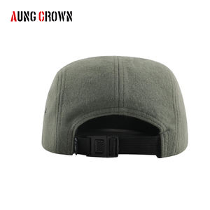 Casquettes de camping à 5 panneaux en laine Melton à bord plat, personnalisées OEM ODM, avec étiquette tissée, unisexes, chaudes pour l'hiver, réglables, pour la course à pied - Product Image 4