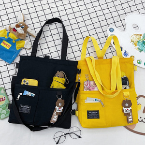 IStapromo Gifts Custom Logo Reusable Canvas Tote Bag With Pocket and Zipper Messenger Shoulder Design Pattern for Shopping