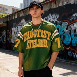 T-shirt unisexe 100% coton, coupe courte et ample, style streetwear, avec logo personnalisé, effet délavé, tie-dye, déchiré, impression graphique numérique personnalisée. - Product Image 2