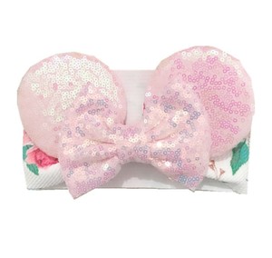 Haute qualité bébé Mickey bandeau Sequin enfants grand arc bandeau extensible pas cher filles infantile fête <span class=keywords><strong>Minnie</strong></span> oreille bandeau pour fille - Product Image 5
