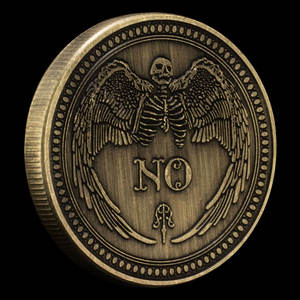 عملة تذكارية قوطية صوفية نعم لا تنبأ تصميم وييا ملاك الموت رؤية كل شيء عين رسمت باليد عملة تذكارية معدنية - Product Image 3