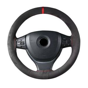 Funda de <span class=keywords><strong>Volante</strong></span> Cosida a Mano, Transpirable, Antideslizante, de Tela de Gamuza, para Automóvil - Product Image 1