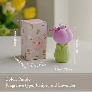 Bougie artisanale en cire de paraffine, design fleur de tulipe, pour anniversaires et Thanksgiving, bougies parfumées personnalisées luxueuses avec boîte - Product Image 6