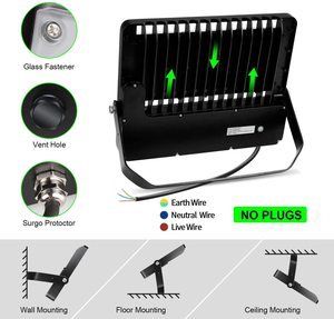 Reflector LED de 200W, Luz Diurna 6000K, IP66, Montaje en Pared de Aluminio, Alto Lumen, Iluminación Exterior para Jardín con Sensor de Luz, CRI80 - Product Image 2