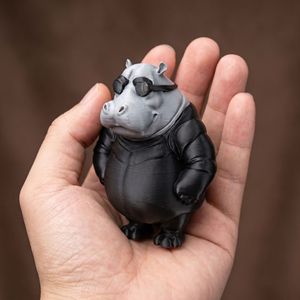 Figurine d'hippopotame imprimée en 3D, sculpture animale originale, décoration de bureau moderne, ornement de bureau, jouet lunettes de soleil tactiques, cadeau personnalisé - Product Image 6