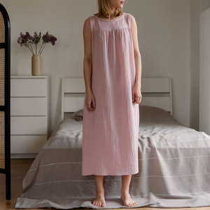 <span class=keywords><strong>Camicia</strong></span> <span class=keywords><strong>da</strong></span> <span class=keywords><strong>Notte</strong></span> Lunga Oversize Senza Maniche per Donne in Gravidanza, Abito Casual in Lino Stropicciato per Casa, Abbigliamento Comodo per Gravidanza - Product Image 5