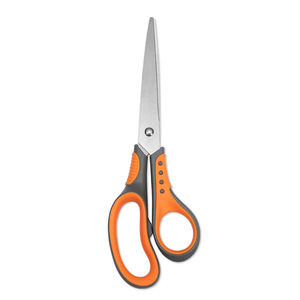 Stainless Steel Office Scissors <b>Orange</b> Gray Straight Tip For <b>Paper</b> Cutting Home Use - Product Image 3