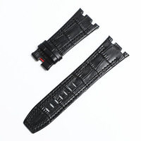 Correa de Reloj de Cuero Vacuno Genuino de Primera Capa para AP Audemars 15400 15703 26320 Royal Oak Offshore Series para Hombre, 27 mm, Negra y Marrón
